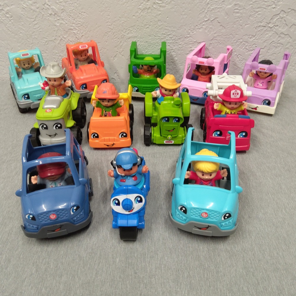 Fisher Price Little People-Mixed Lot of 12 vehicles & 12 figures Bundle Bulk Buy